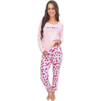 Dámské noční prádlo Dámské pyžamo Cherry long světle růžové L