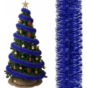 Vánoční dekorace VÁNOČNÍ ŘETĚZ TMAVĚ MODRÝ GIRLANDA 6M NA STROMEČEK XXL SILNÝ