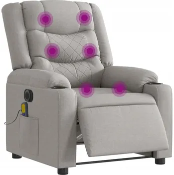 Křeslo Rozkládací masážní křeslo, elektrické, šedé, látkové