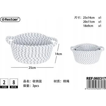 Úložný box Sada úložných košů z bavlněné šňůry 3 ks