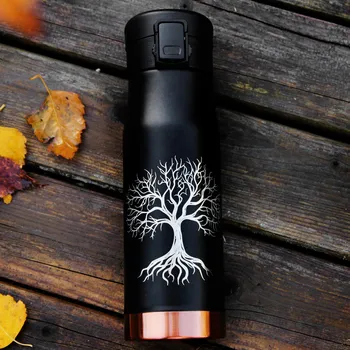Termoska Termohrnek Termoska 600 ml Dárek k narozeninám gravírování DŘEVO ŽIVOTA