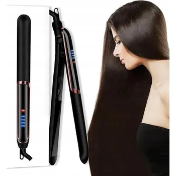 Žehlička na vlasy ŽEHLIČKA NA VLASY NA VLASY KERAMICKÁ LCD DISPLEJ 2V1 KULMA LEHKÁ ČERNÁ