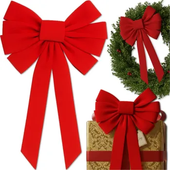 Vánoční dekorace Mašle MEMFLOW červená plstěná ozdoba na vánoční stromek 49 cm