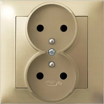 Elektrická zásuvka Elektrická zásuvka Ospel Impression 2 ks zlatá metalická s uzemněním