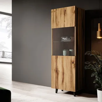 Vinotéka Mirjan_zondo Vysoká vitrína Trilari (dub wotan + dub wotan + černá)