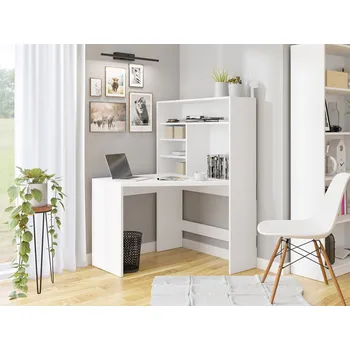 Psací stůl Mirjan_zondo Rohový stůl s knihovnou Horatio (bílá)
