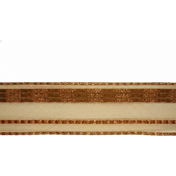 Stuha Plátnová stuha s monofilem, metaloplastem a drátem 40 mm, latéPlátnová stuha se vzorem, monofilem, metaloplastem a drátem, 40mm, hnědá
