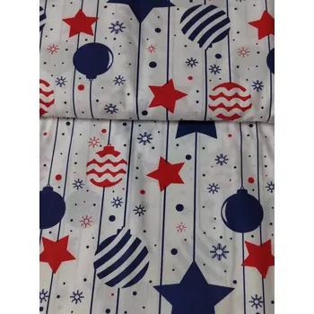 Vánoční bavlněná látka / plátno baňky