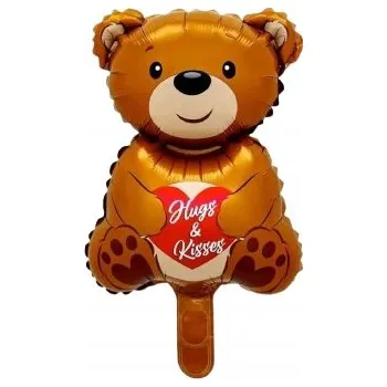 Balónek Fóliový balónek medvídek Valentýn 23x41 malý medvěd srdce