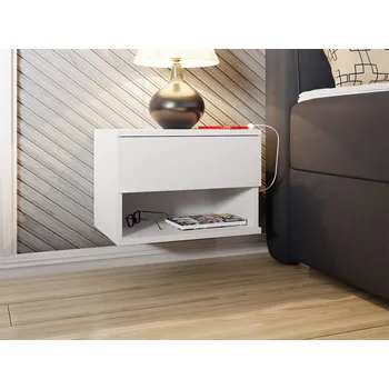 Noční stolek Mirjan_zondo Závěsný noční stolek Amarilda (bílá + bílá lesklá)