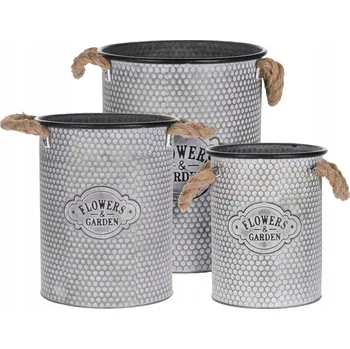 Květináč Květináč kovový šedý ProGarden 25 cm x 25 cm x 32 cm