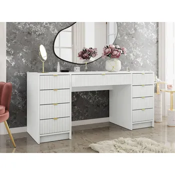 Toaletní stolek MOB Toaletní stolek Rozoma Bis (bílý velvet + zlatá)