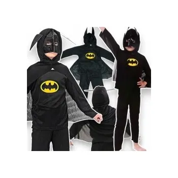 Karnevalový kostým BATMAN KOSTÝM PRO CHLAPCE PLÁŠŤ MASKA 4v1 KOSTÝM NA PÁRTY velikost 110-122