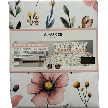 Povlečení Povlečení Smukee saténové mikrovlákno 220x200 bílé květy