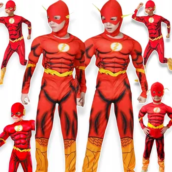 Karnevalový kostým KOSTÝM PRO CHLAPCE DC THE FLASH PŘEVLEK NA PLES KOSTÝM NA PÁRTY 128-134