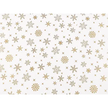 Balící papír Balicí papír vánoční sob, vločky, hvězdy 0,7x2 m - zlatá vločka - VÝPRODEJ