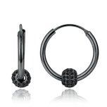 4656 MINET Elegantní černě rhodiované stříbrné náušnice se zirkony