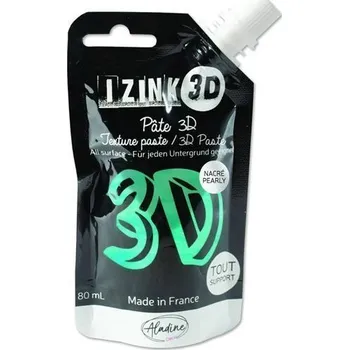 Speciální výtvarná barva Reliéfní pasta 3D IZINK - topaz, perleťová tyrkysová, 80 ml