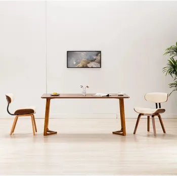 Jídelní židle Jídelní židle 2 ks krémové ohýbané dřevo a umělá kůže IM_283122