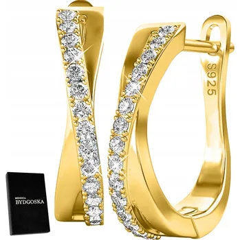 Náušnice Náušnice Mennica Bydgoska stříbro pozlacené 925 se zirkonem