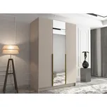 MOB Šatní skříň Merpata II (kašmír + zlatá) (se zrcadlem)