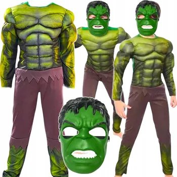 Karnevalový kostým KOSTÝM HULK PŘEVLEK PRO CHLAPCE NA PLES NAROZENINY + MASKA AVENGERS vel. L