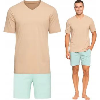 PÁNSKÉ PYŽAMO DVOUDÍLNÉ TRIČKO KRAŤASY BAVLNĚNÉ KRÁTKÝ RUKÁV *M