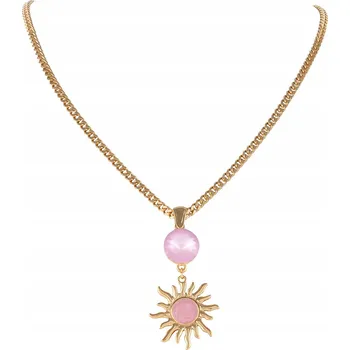Náhrdelník Pozlacený náhrdelník s křišťálem a ručně malovaným sluncem