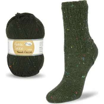 Příze Ponožková příze Rellana 4-fach Tweed Classic 1504 / tmavě khaki