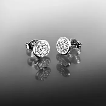 Náušnice Ocelové náušnice vykládané čirými krystaly č. 1642