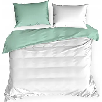 Povlečení Povlečení 180x200 z bavlněného saténu bílo-mentolové Eurofirany
