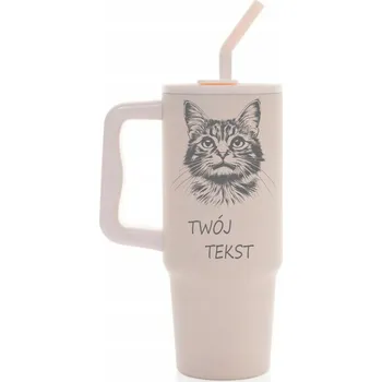 Termohrnek Termohrnek 900 ml KOČKA s personalizací – Vánoce, Narozeniny – růžový