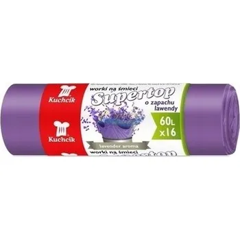 Pytle na odpadky Pytle na odpadky 60 l se stahovací šňůrkou s vůní levandule Supertop Kuchcik 16 ks