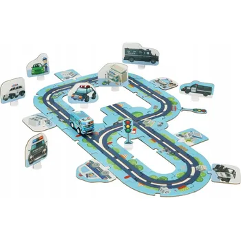 Puzzle Autodráha puzzle policie, vozidla, město, 47 dílů
