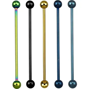 Piercing Atreya Industrial piercing s kuličkami - modrý Velikost: 1,6 mm, Velikost koncovky: 5 mm, Délka / Průměr: 35 mm