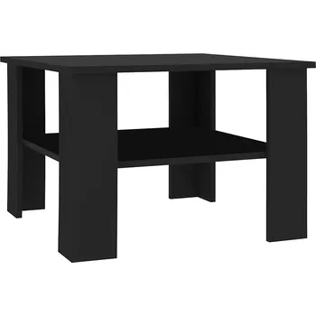 Konferenční stolek Konferenční stolek s poličkou, dřevotříska, černý, 60x60x42 cm