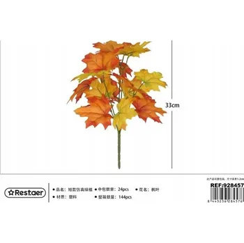 umělá květina Umělá Větvička Javorové Listy Žluté Červené 33cm