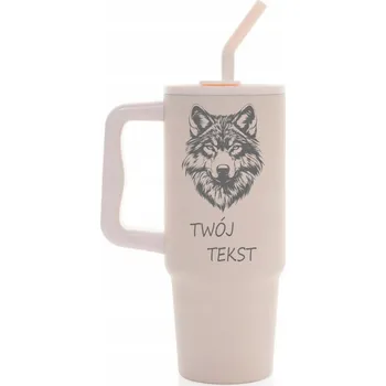 Termohrnek Termohrnek 900 ml VLK s personalizací Jméno Růžový se slámkou