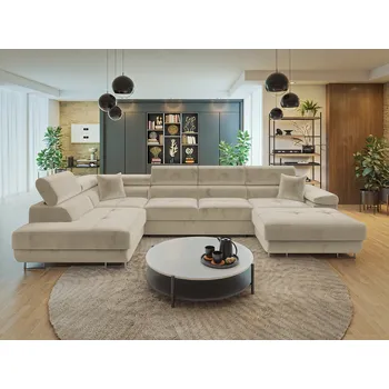 Sedací souprava MOB Rohová sedačka U Terazuro Bis (béžová) (s úl. prostorem) (L)