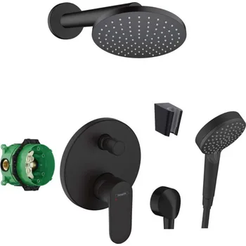 Sprchový set HANSGROHE - Sprchový set s baterií pod omítku, s tělesem, průměr 20 cm, 2 proudy, matná černá SANI21HHH412