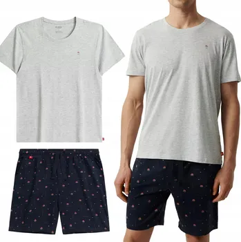 Pánské pyžamo Atlantic pánské pyžamo NMP-384 ŠEDÉ krátký rukáv velikost M