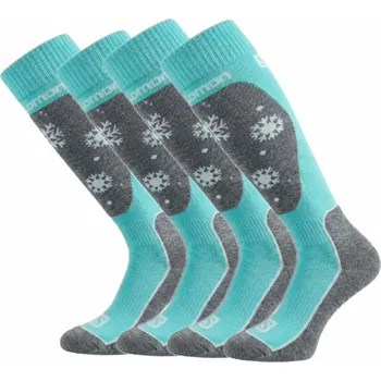Dámské ponožky Lyžařské merino ponožky SALOMON W Access SD Smu 2-Pack Blue Aqua/Grey Tyrkysová 36-38
