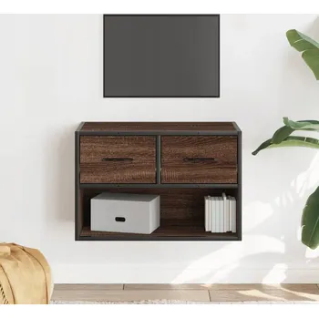 Televizní stolek TV skříňka hnědý dub 60 x 31 x 39,5 cm kompozitní dřevo a kov