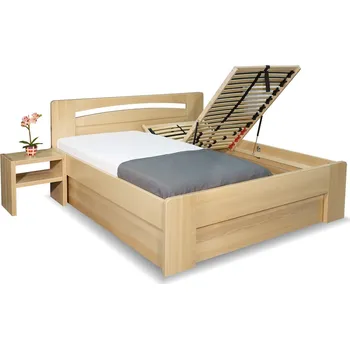 Postel Zvýšená postel s úložným prostorem Riči, 160x200, 180x200, masiv buk