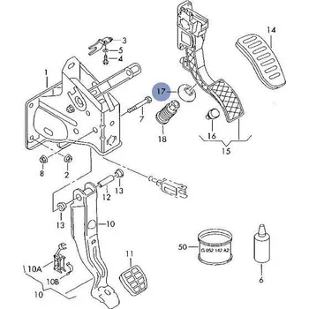 Plynové lanko rozeta k pedálu plynu
