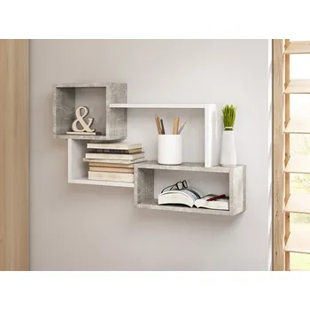 police Mirjan_zondo Nástěnná police Cyzara 005 (beton smart + bílý)