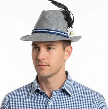 Karnevalový doplněk Německý klobouk šedý Bavorák