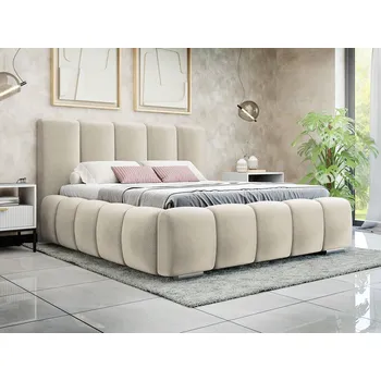 Postel MOB Manželská postel 140 cm Leskana (béžová) (s roštem) (s úl. prostorem)