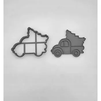 Vánoční dekorace Formička "Vánoční auto s vánočním stromkem" 10 cm