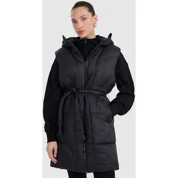 Dámský svetr Dlouhý péřový vesta se syntetickou výplní, dámský - černý